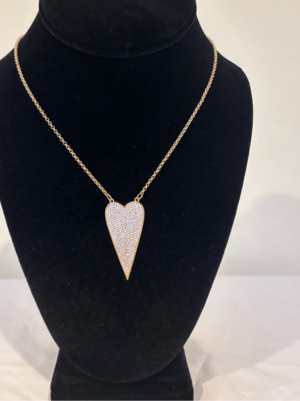 Gold Tone Heart Pavé Necklace - Women Jewelry